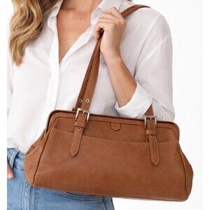 Tignanello East West Leather Shoulder Bag Y2K Brown Adjustable Classic 90’s Chic